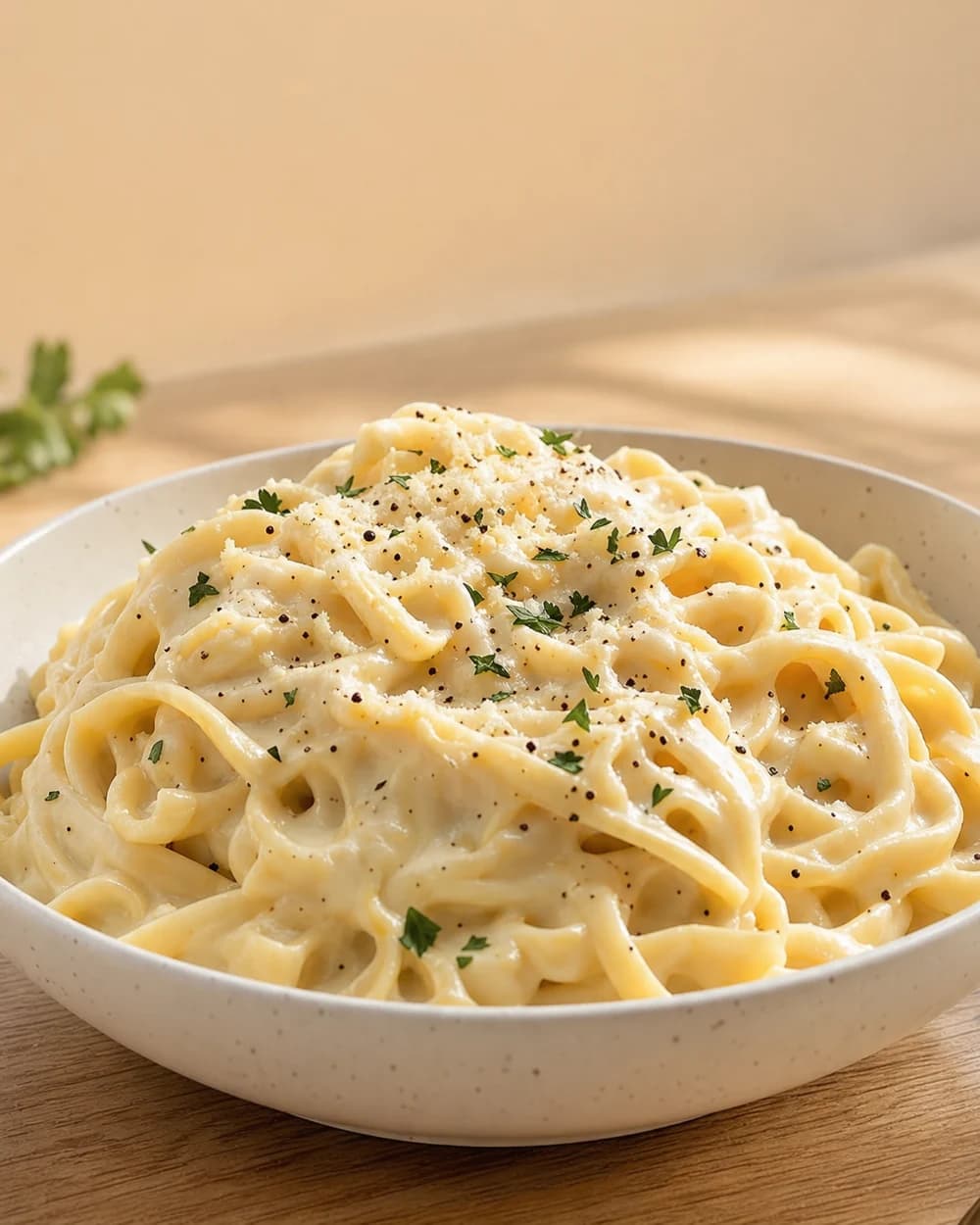 A bowl of creamy pasta, the comfort food izeeva reworks